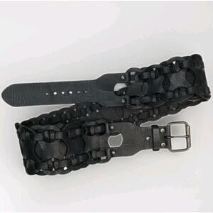 Equal Hands Allison Explorer Belt Sustainable Leather Black Wide Statement Sz L